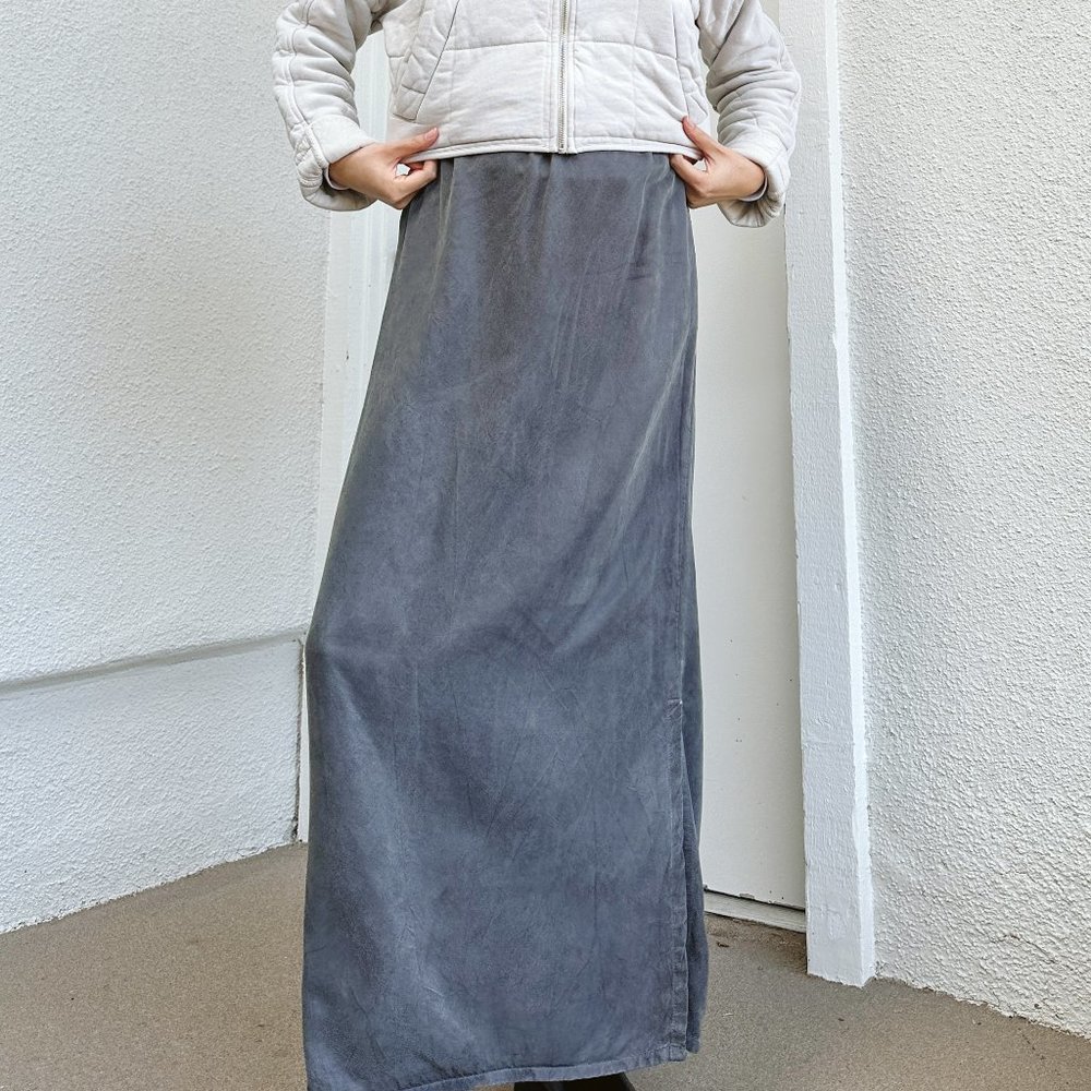 80's Gray Silky Rayon Maxi Skirt
